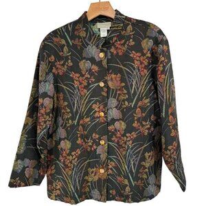 Coldwater Creek Mandarin Collar floral Jacket Womens size large stretch